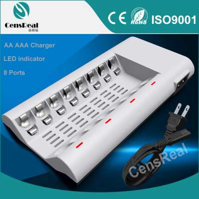 Popular LED indicator digital AA AAA charger 8 ports charger for NI-MH NI-CD battery